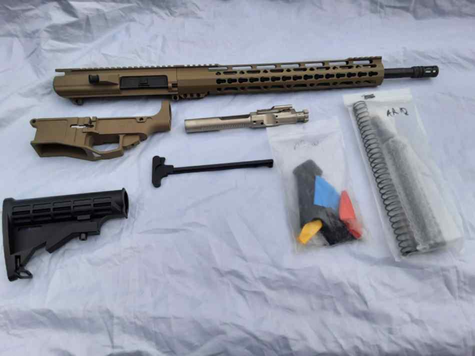 AR10/ .308 Build Kit 18&quot; FDE 80% lower +parts