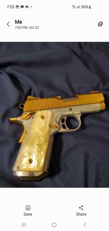 Custom Kimber tactical carry 45 cal two tone gold 