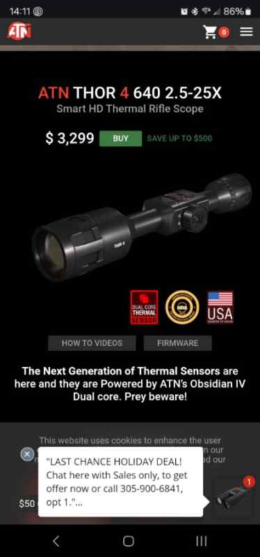 ATN ThOR 4 640 2.5-25x Thermal Scope