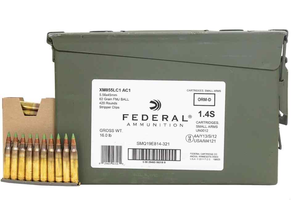 5.56 M855 Green Tip Ammo Federal Lake City 420rds+