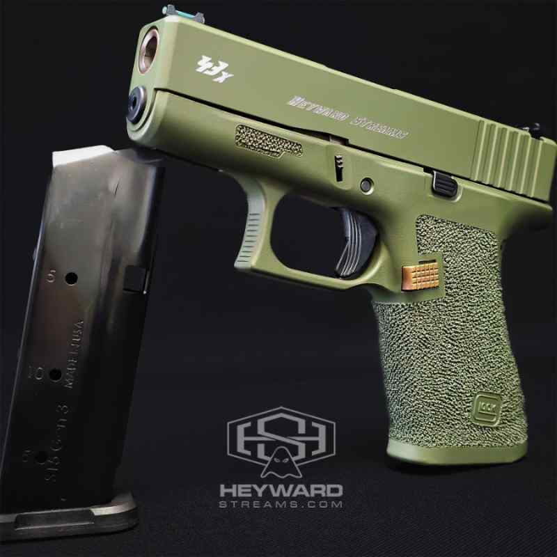 Custom GLOCK 43x, Hand-Stippling, ODGreen Cerakote