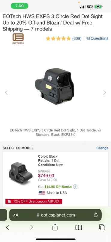 EOTECH HWS  EXPS3-0 night vision (Real)