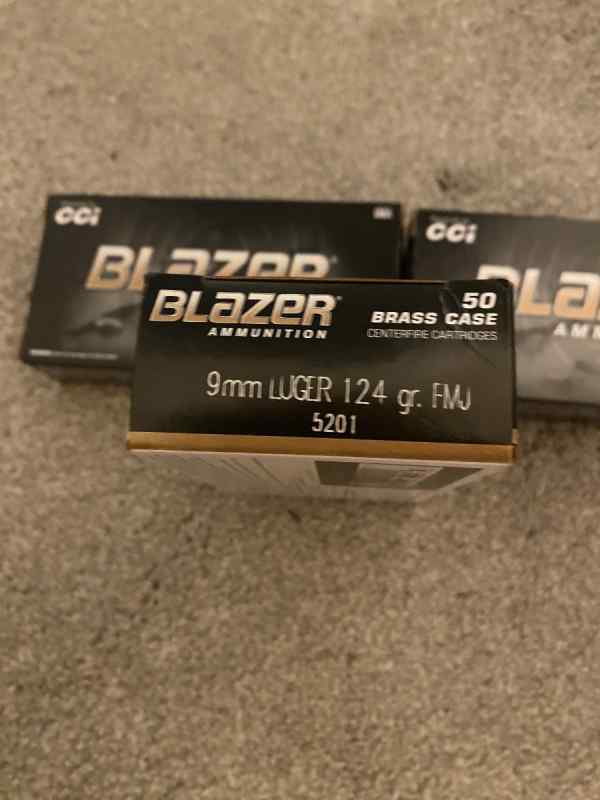 CCI Blazer Brass 9mm Luger 124gr FMJ Ammo 150 rds