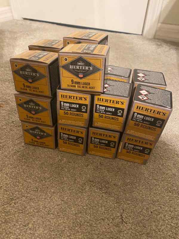 Herter&#039;s 9mm Luger 115gr FMJ Ammo 1000 rounds 