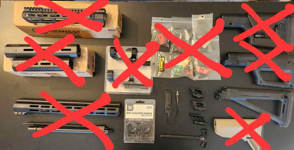 AR15 high end parts bin garage sale