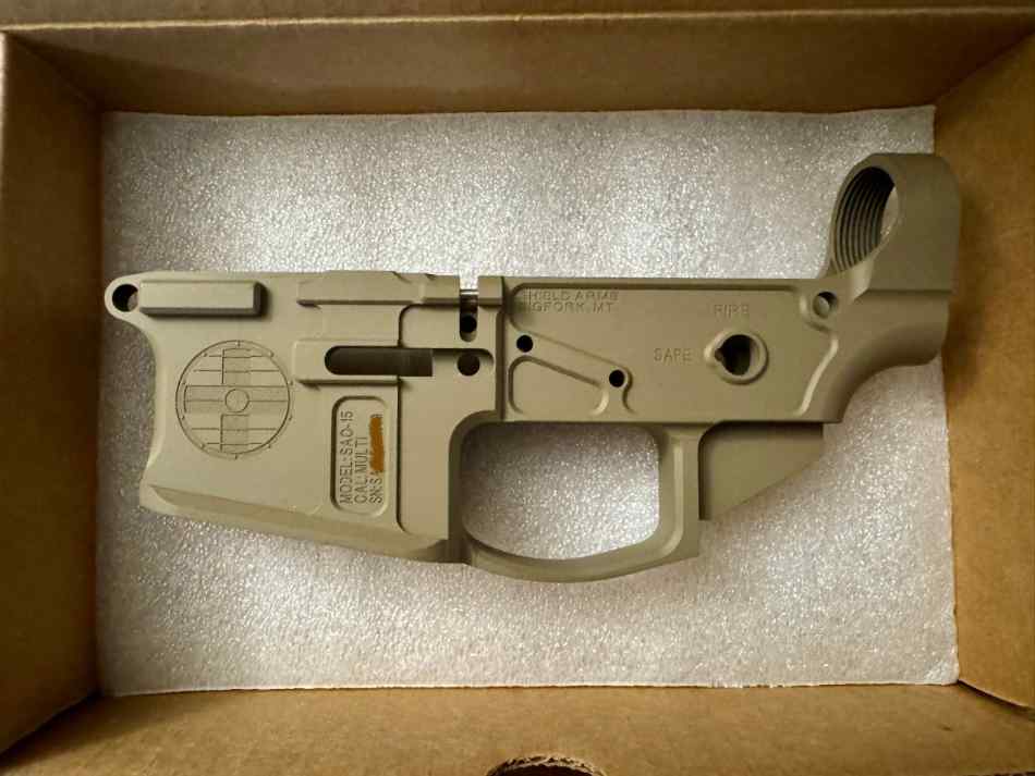 Stripped AR15 lower billet Shield Arms FDE