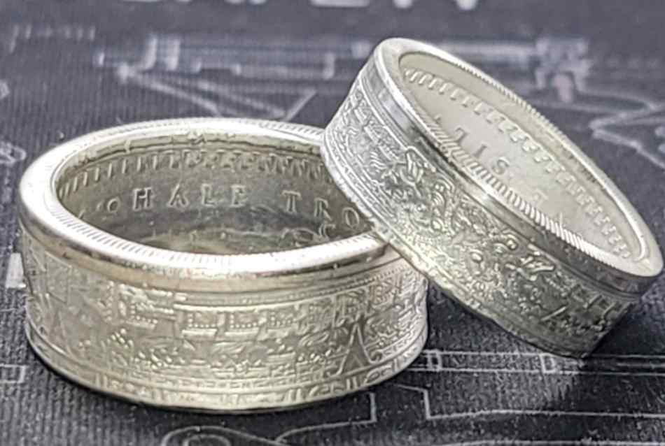 Silver coin rings,  locally made by me