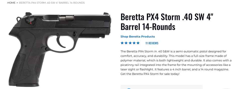 Beretta PXStorm !4+1 .40 S&amp;W 4”