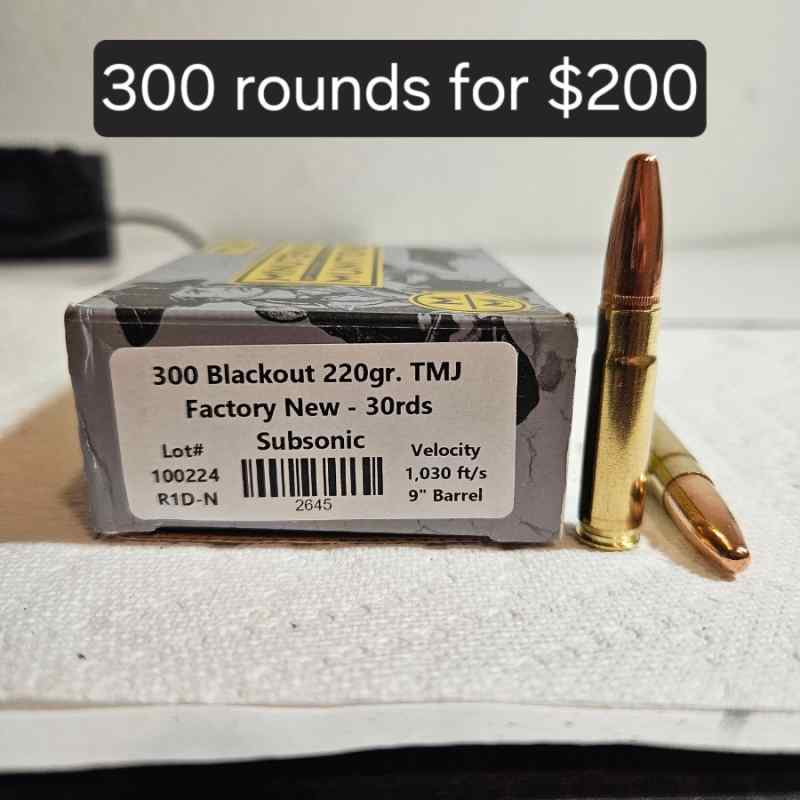 300 Rounds Subsonic Minuteman Munitions TMJ 300blk