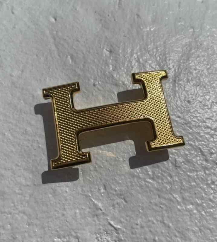 Hermes Stippled Gold-Toned Metal Belt Buckle