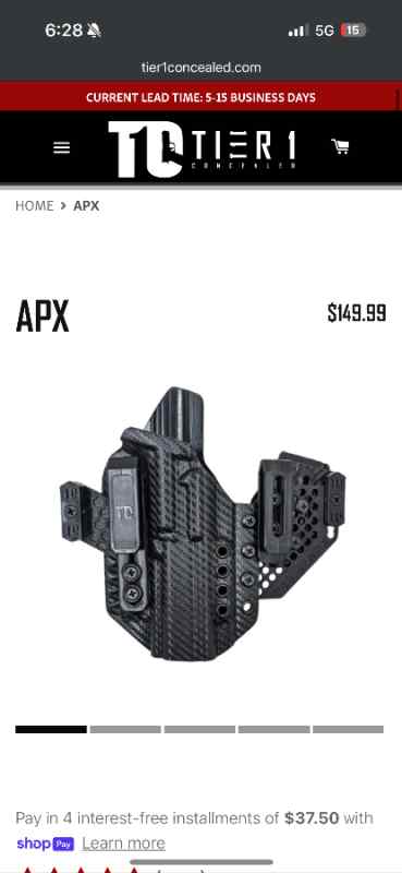 T1 apx holster an tlr-7x sub for glock 43x 