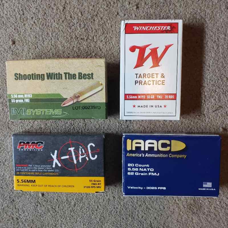 5.56 FMJ 1240rds. 55/62gr. + 5/30rd mags. $360