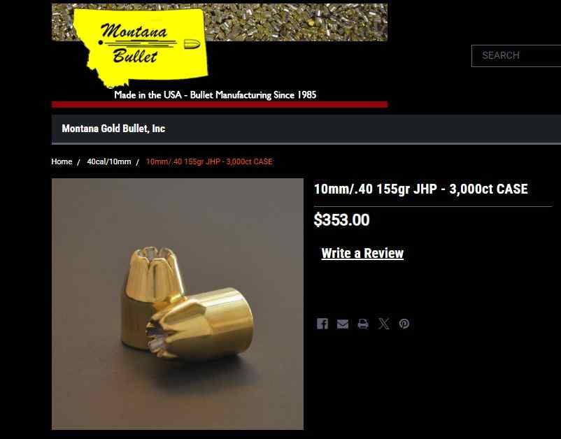 Full case of Montana GOLD 10mm/40 155g JHP