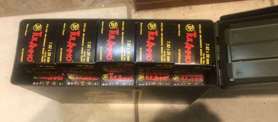 500 Rnd TULA 7.62x39 Ammunition 122GR. FMJ TulAmmo