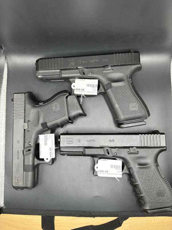 Glock 19 gen 5, 19 gen 3, and 27 gen 4!