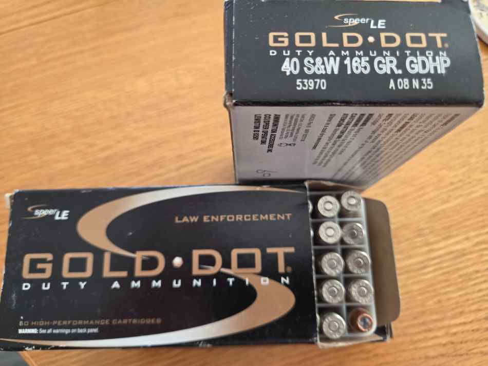 Gold Dot 40 S&amp;W 165 Gr. hollow point. 150 rounds