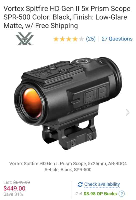 WTT Vortex 5X Prisim for Pistol Red Dot