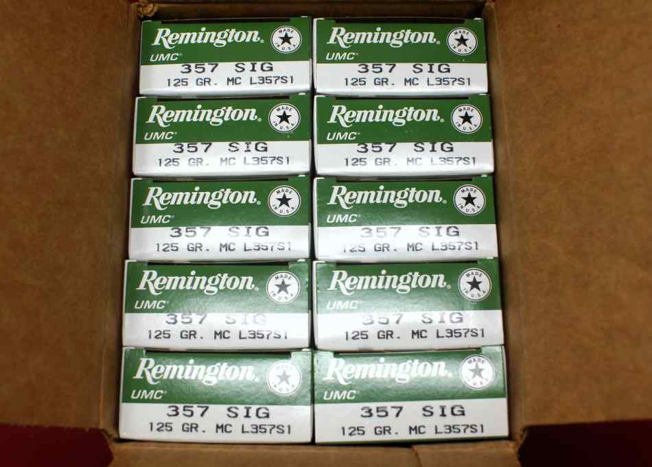 357 SIG ammo 125 gr Remington FMJ 500 rds Glock