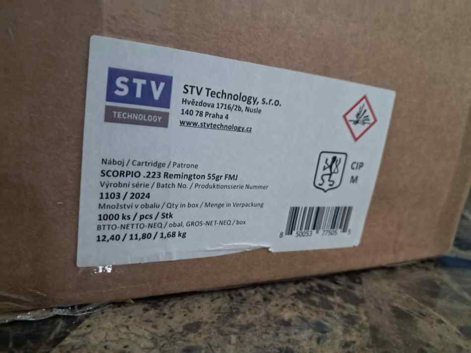 1000 round case of 223 rem 55gr STV