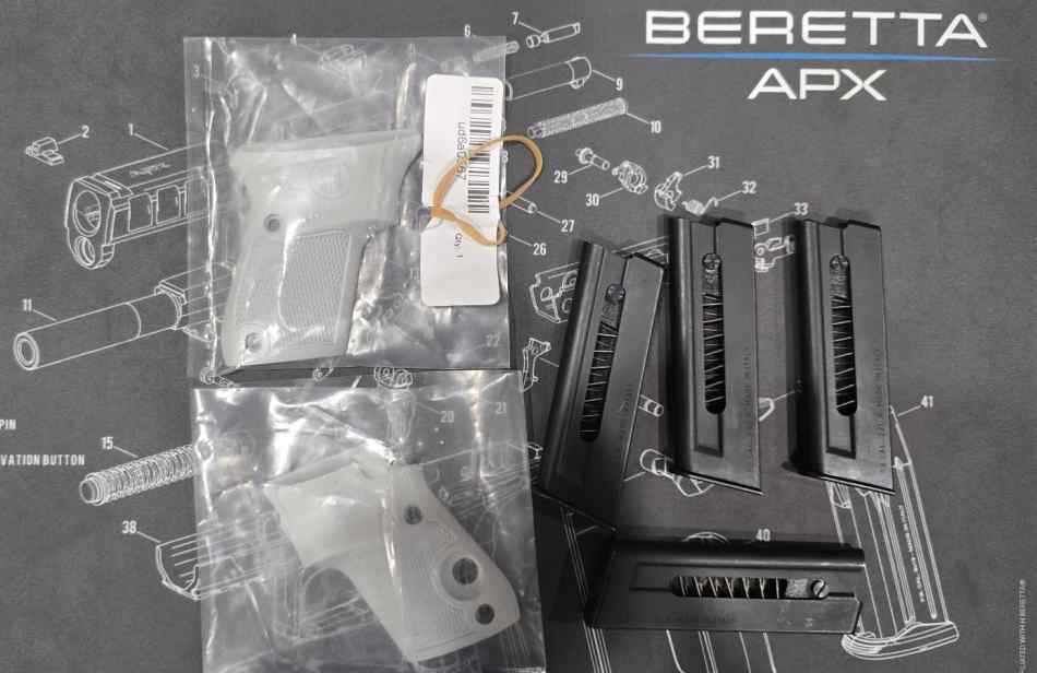 Beretta 21a Bobcat Covert Aluminum Grips and magaz