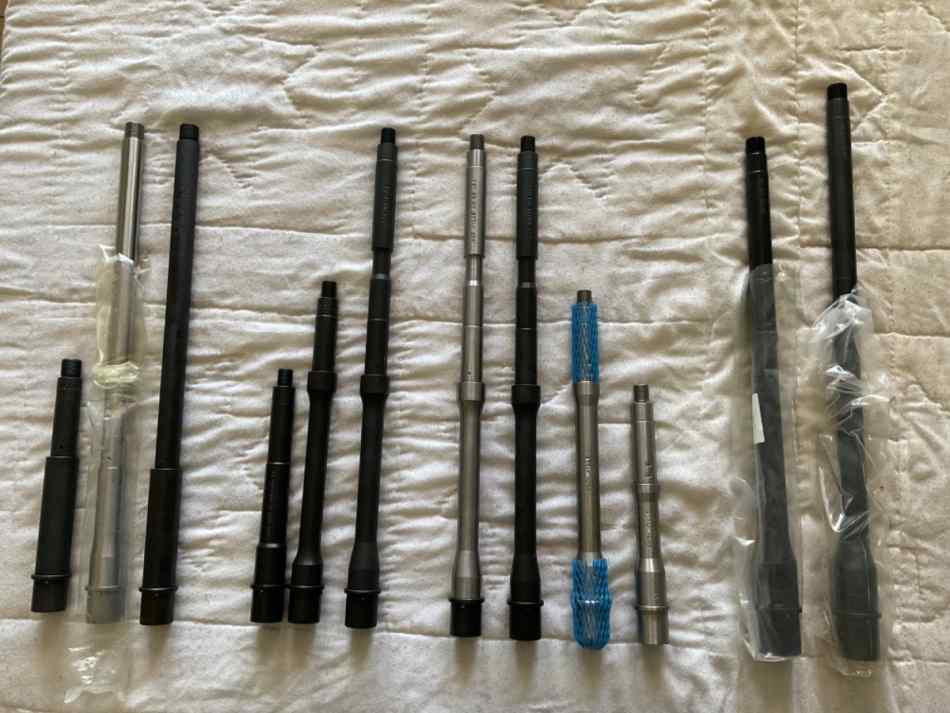 Barrels 9mm, 223 Wylde, 5.56, 300blk, 308win