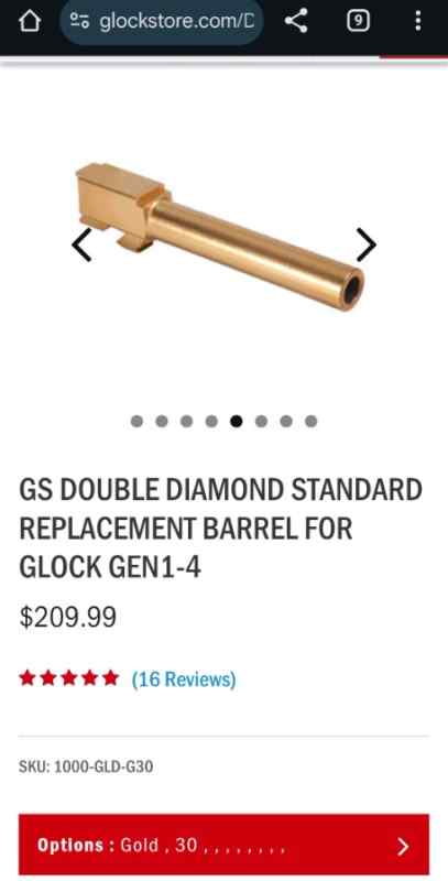 Glock 30  Gen 3 &amp; 4 replacement barrel