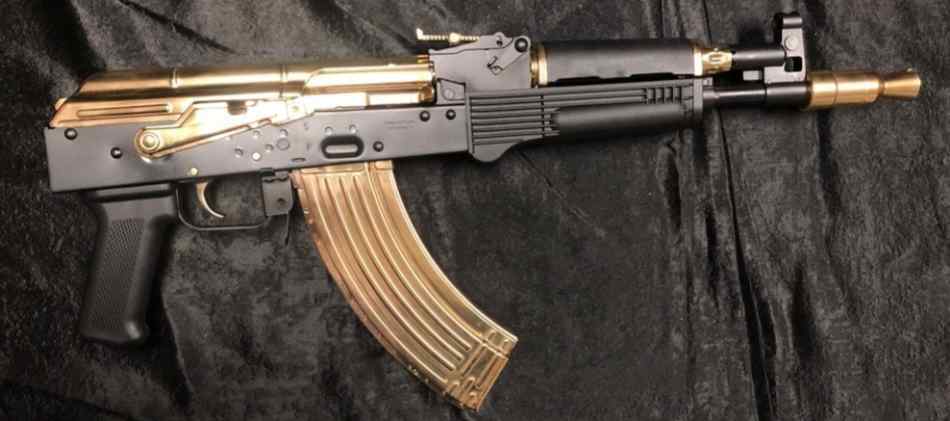 CUSTOM PIONEER ARMS HELL PUP AK-47, 24KT GOLD ACCE