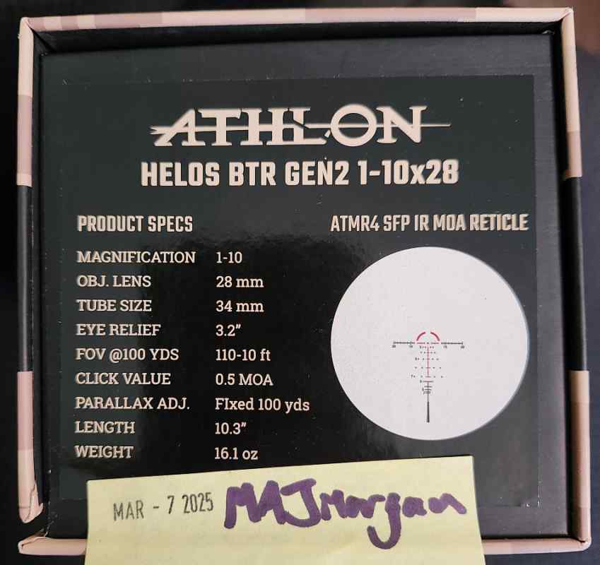 Athlon LPVO Helos BTR Gen2 1-10x28 SFP 34mm tube 