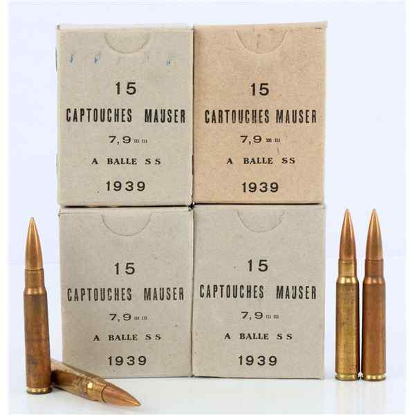 150 rounds of 1939 8mm Mauser milsurp brass cased 