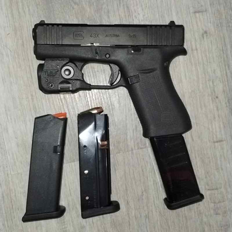 Glock 43X Gen 5 w/ TLR-6 flashlight/red laser. 