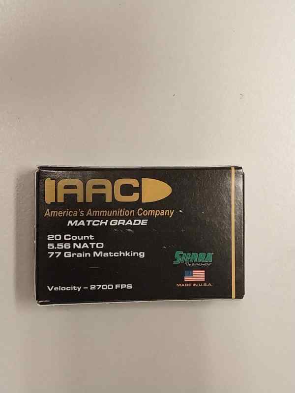 AAC 5.56 NATO 77gr. SIERRA MATCHKING BTHP - NEW