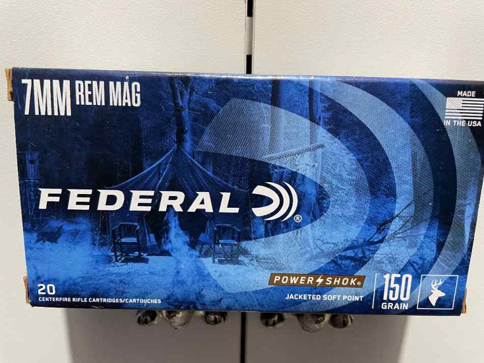 Federal 7mm Rem Mag 150 grain, 20 rounds. 