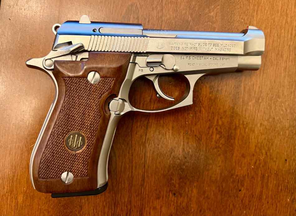 Beretta 84FS Cheetah Nickel/Wood 380ACP