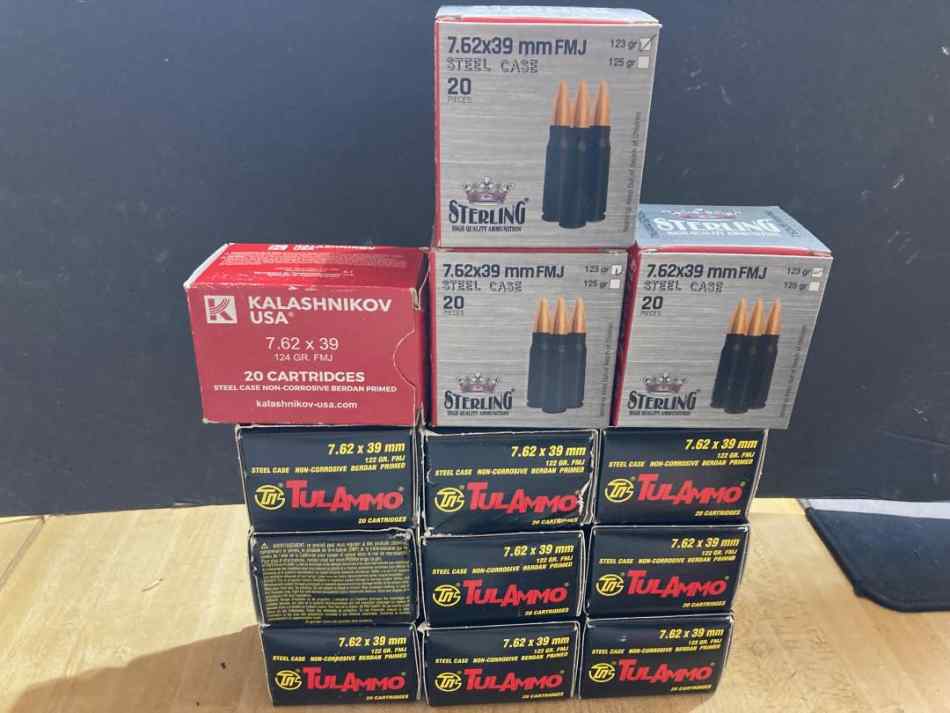 7.62x39 ammo 260 rounds mixed manf